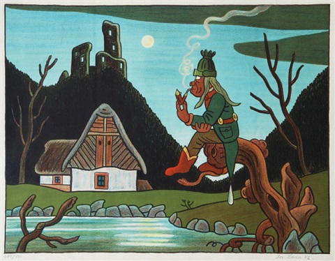 Vodník kreslený na vrbě